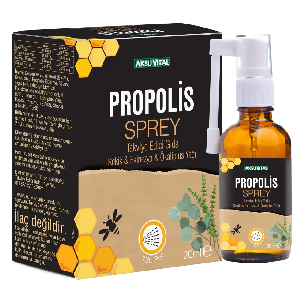 Propolisli Boğaz Spreyi 20ml Kekik Ekinezya Okaliptus ilaveli